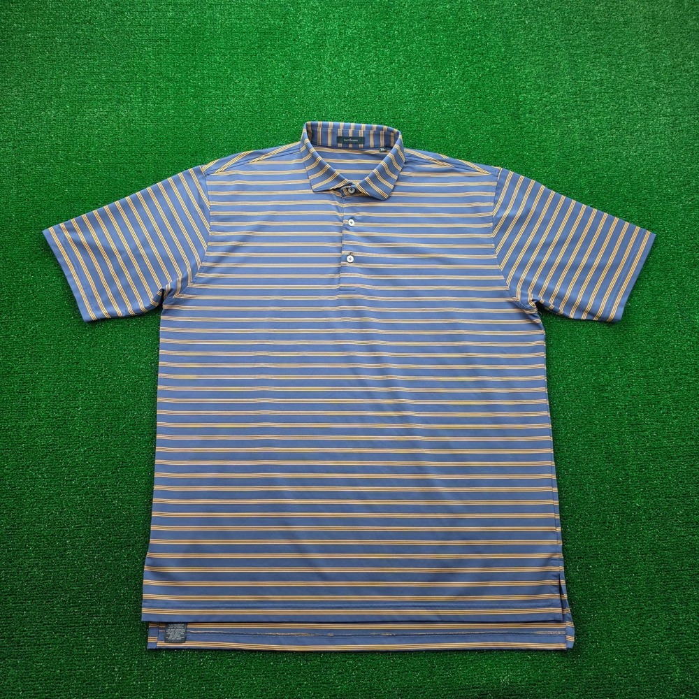 Turtleson‎ Luxury Performance Striped Polo Shirt Mens XL Blue Striped Golf